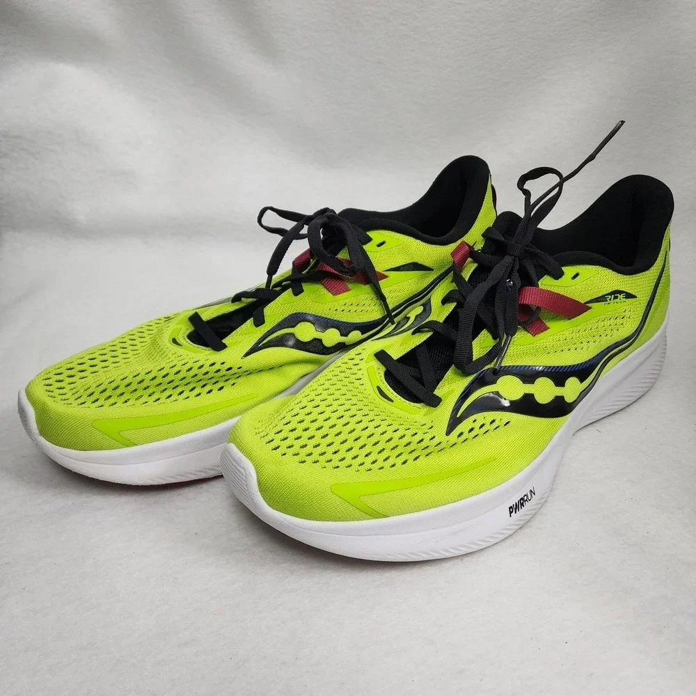Saucony Ride 15 S20729-25 Mens US 13 Running Shoes Acid Lime Spice Sneakers